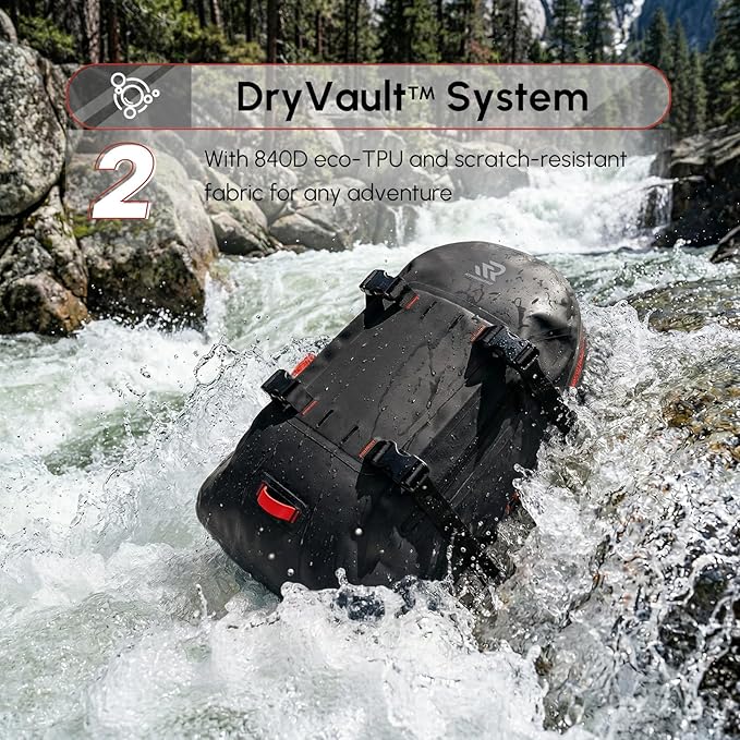 IPX7 Waterproof Backpack for Kayaking Paddle Boarding Boating Premium 30L Dry Bag with Resin Zipper Airtight Rugged Gear Protection Large Capacity for Men Water Sports Surfing Black
