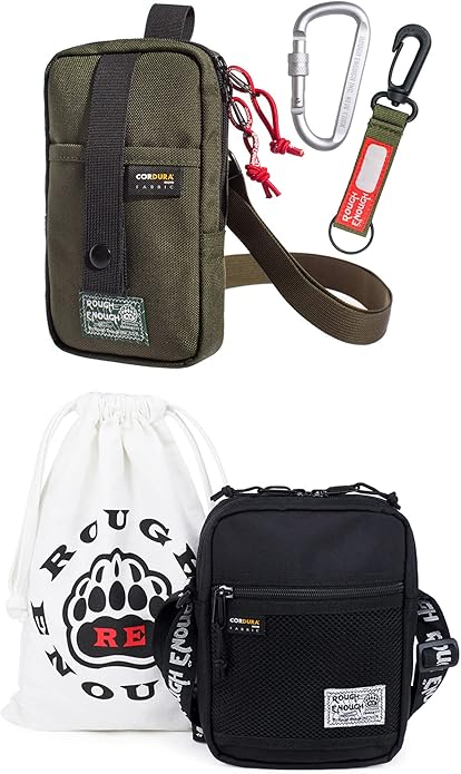 Rough Enough Smalll Crossbody Bag Cell Phone Purse for Men Women Bundle Set