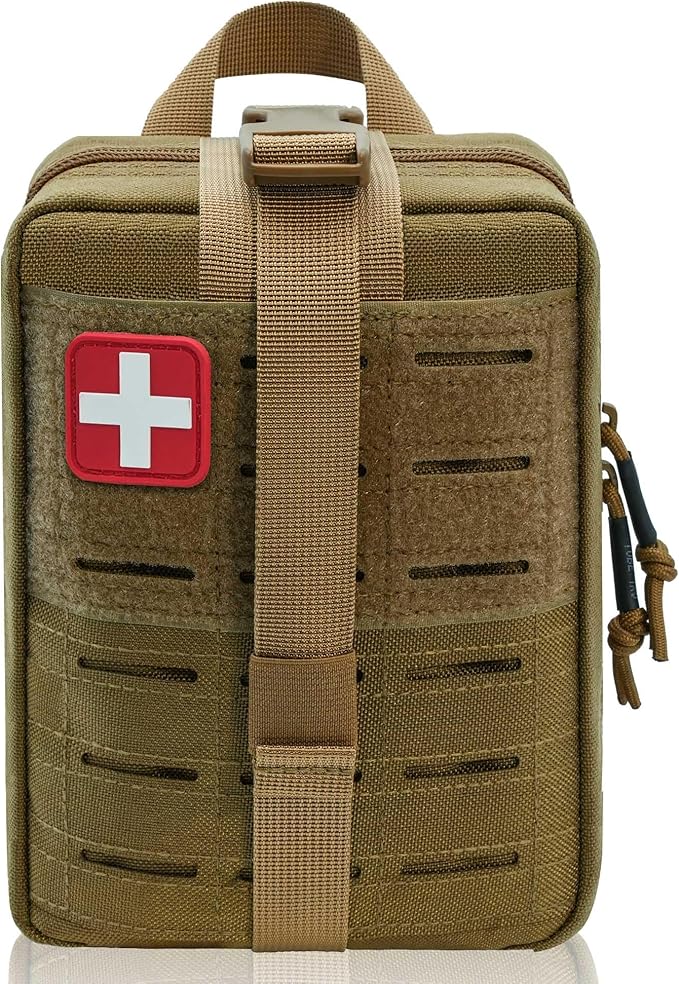 Ifak Pouch Rip Away Molle Tactical Medical Pouch Empty First Aid Kit Bag for Duty Belt (2 Pack-TAN)