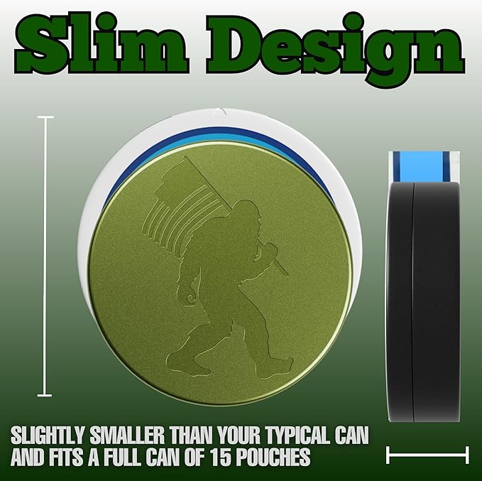 ZPACK Metal Pouch Can | Bigfoot Yeti | Premium Aircraft-Grade Aluminum Container with Magnetic Closure | Slim EDC Pocket Tin | Carved Engraved Design | Gift for Him (Forest Green)