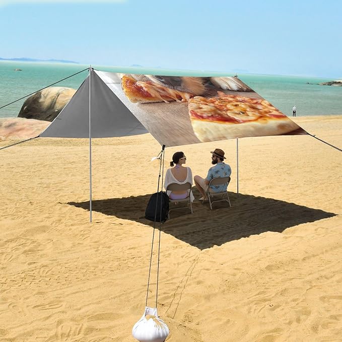 ALAZA Puppy Eat Delicious Pizza Beach Tent Sun Shelter Portable Canopy Sunshade for Outdoor Camping Picnics Backyard Fun 10x9 ft
