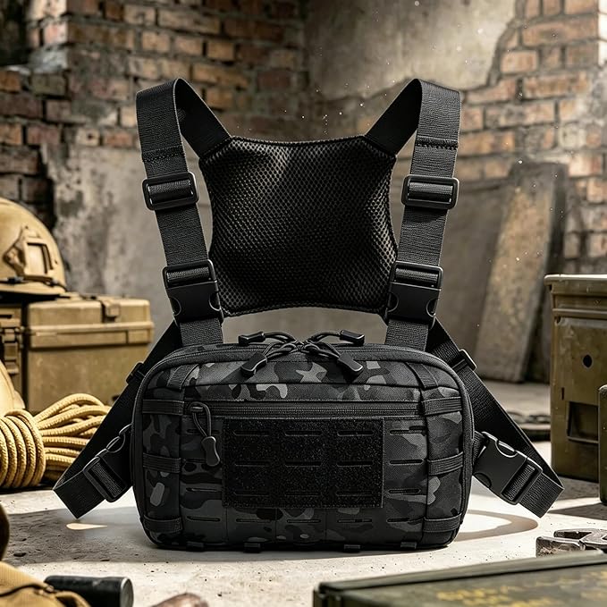 Tactical Chest Pack EDC Chest Bag Utility Molle Chest Rig Pouch with CCW Compartment Adjustable Strap Admin Pouch