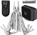 MIAOKE Multitool 23 in 1 with Premium Gift Box Screwdrivers Saw Screwdrivers Bottle Opener Pliers Camping Knife Cool Gadgets for Men Best Gift for Boyfriend Son Dad Him Husband (Silver-Discover)