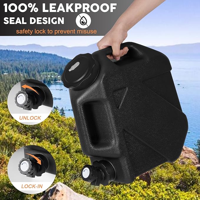Digury 2.6 Gallon Water Jug Camping Water Container BPA Free Water Storage with Spigot No Leakage Portable Emergency Water Tank for Outdoor Hiking Camping Picnic Supplies Black