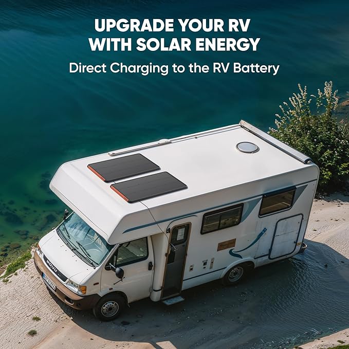 Jackery SolarSaga 100 Prime Bifacial DIY Solar Panel 100W Portable Solar Charger Featuring 25% Conversion Efficiency IP68 Waterproof Solar Generator - Vans Roofs Balconies RV Off-Grid Cabins.