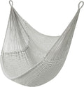 Handwoven Hanging Chair by Yellow Leaf Hammocks - Fits 1 Person 330lb Max - Kick Back for Full-Body Recline - Weathersafe Ultra Soft Hang Anywhere - Color: Stripe Grey - White