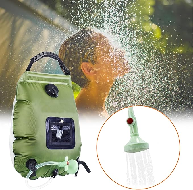 ALI2 Solar Shower Bag 5 Gal/20L Solar Heating Camping Shower Bag with Removable Hose&ampOn-Off Switchable Shower Head for Camping Traveling Hiking Beach Swimming