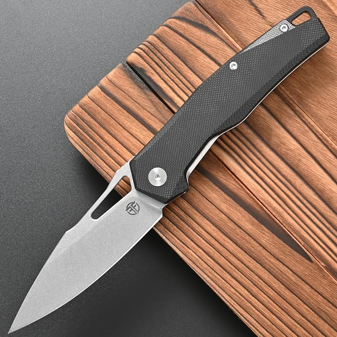 FF21 Folding Pocket KnifeVG10 Steel Blade G10 Handle Full Tang Knife for Outdoor Activities Camping Hunting Fishing(Black)