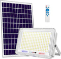 100W to 600W Pure White High Bright Solar Power Flood Light Outdoor Remote IP67 Waterproof Auto On/Off Wide Range Dusk to Dawn for Yard Gazebo Shed Barn Porch Patio Garage Garden (100W)