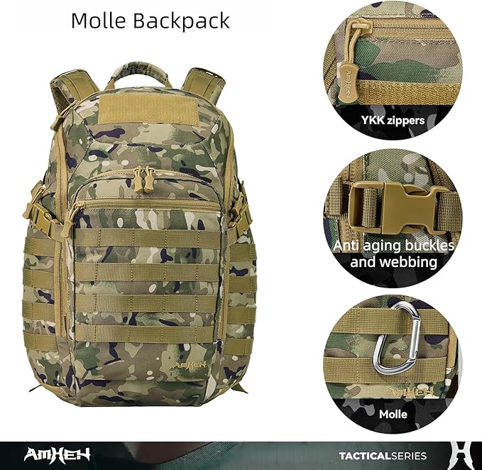 AMHEH 32L Tactical Backpack - 17 Laptop Suspended Protection 1050D Rugged Urban Everyday Carry Pack Get Home Bug Out Bag (Camo)