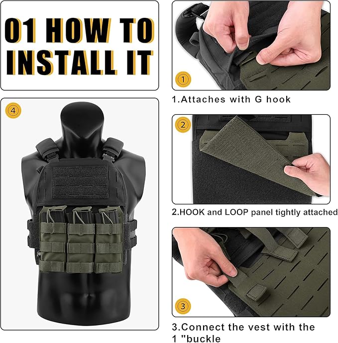 Multifunctional G Buckle Tactical Bag Mounting Plate MOLLE Chest Mounting Panel Front Flap Hanging Panel Replacement Component