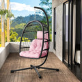 LEVELEVE Egg Chair with StandPatio Rattan Wicker Hanging Swing Egg Chair Hammock Chair for Bedroom Porch GardenThickened Aluminum Alloy Steel Frame and UV Resistant Cushion350LBS Capacity