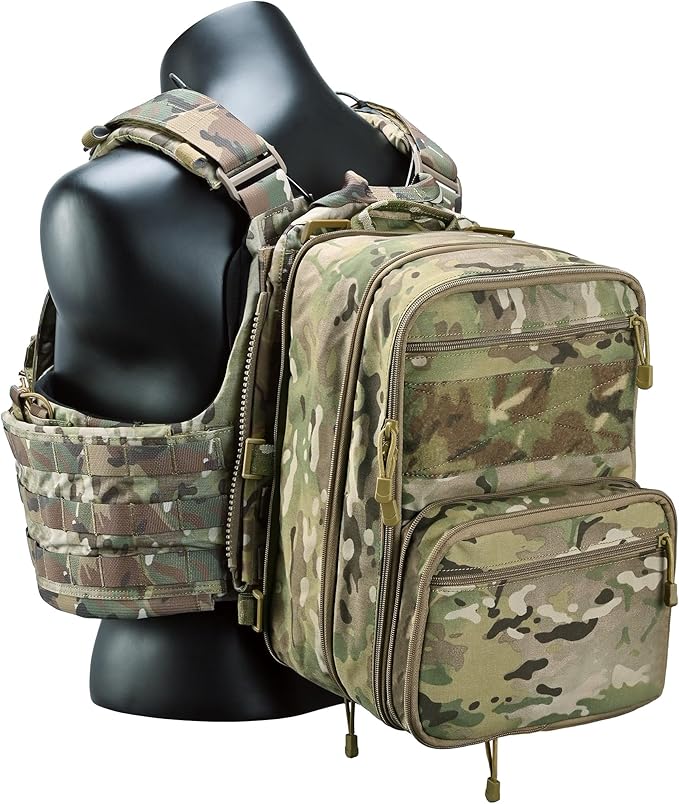 Tactical Expandable Flatpack Chest Rig Backpack MOLLE Assault Pack Hydration Pack for PC Vest (CP)