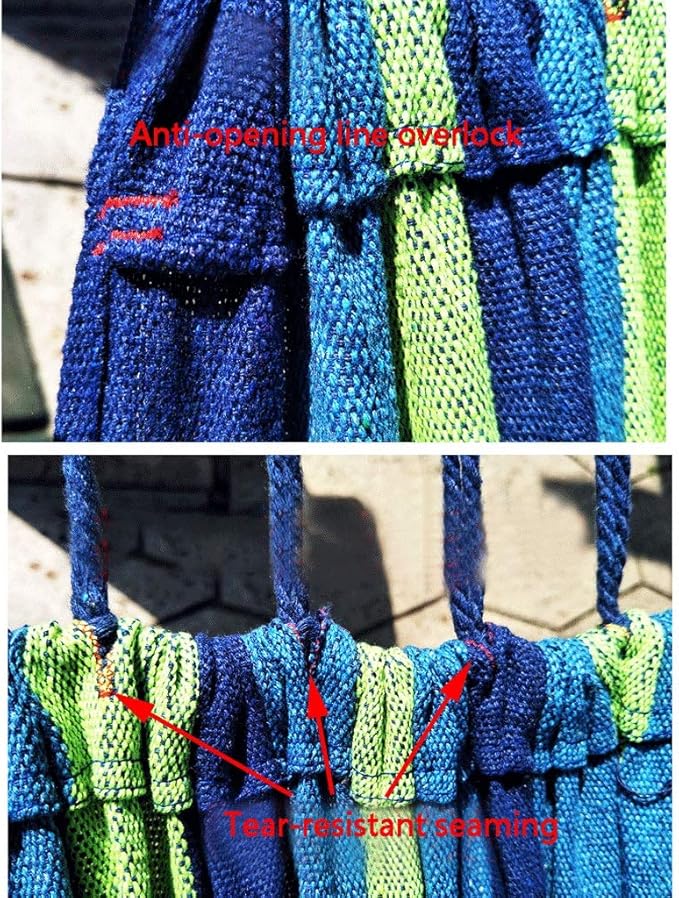 Portable Hammock Single Double Camping Hammock with Storage Bag Rainbow Stripe Hammocks for Camping Travel for Backpacking Beach (Color : Blue Stripes/Single)