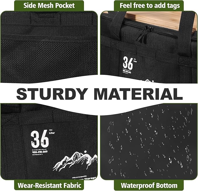Tactical Camping Storage Bag - 36L Utility Tote Bag Organizer with Bamboo Cutting Board and Shoulder Strap Ideal for Camping Hiking and Vehicle Organization