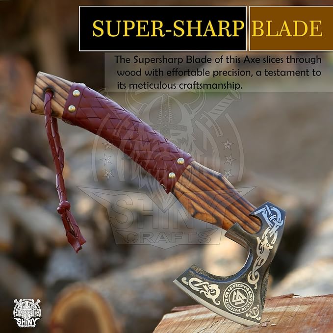 SHINY CRAFTS®- Personalized Viking Axe – Best Gift for Husband Decorative Hatchet for Father’s Day Birthday Anniversary or Christmas (SCA-07)
