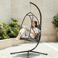 JESE Swing Egg Chair with Stand – UV Resistant Waterproof Cushion &amp Cup Holder Included Indoor/Outdoor Hanging Hammock Chair for Patio Bedroom Balcony Garden (Black)