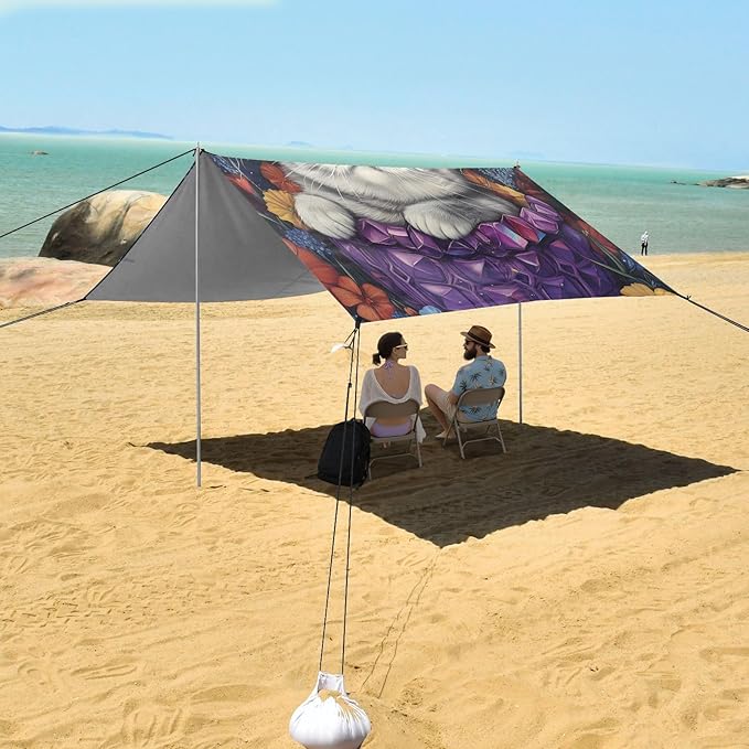 ALAZA Cat Magician Flower Beach Tent Sun Shelter Portable Canopy Sunshade for Outdoor Camping Picnics Backyard Fun 10x9 ft