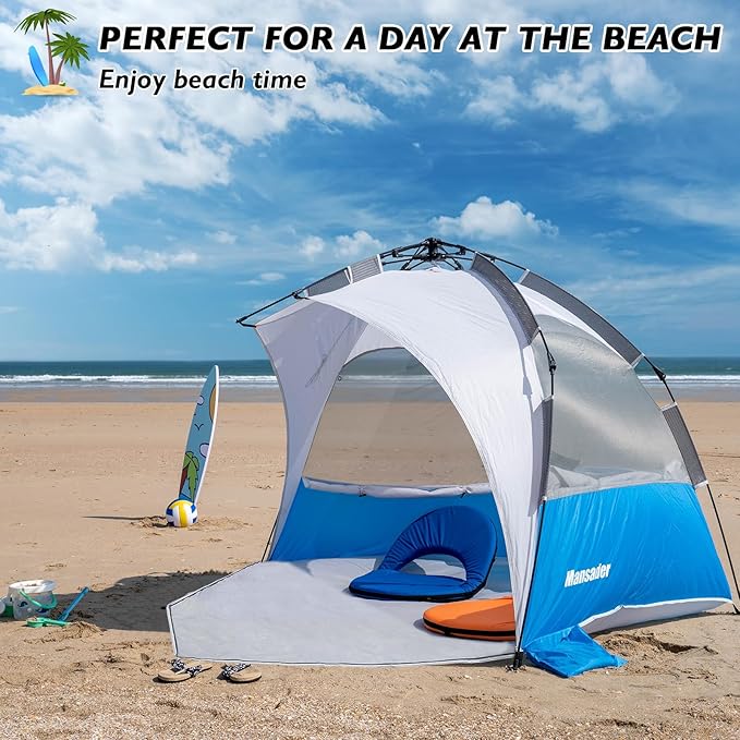 Beach Tent Pop Up Shade Instant Beach Tents Sun Shelter with UPF 50+ UV Protection Lightweight &amp Easy Setup Tent