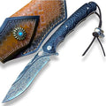 TACTICAL GEARZ Damascus Steel Pocket Knife for EDC Ebony (Black) Wood Handle Multi-Layered Damascus Steel Blade (Krato XT Beast Bundle)