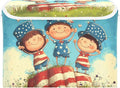 Collapsible Storage Bins with Lids Decorative Fabric Storage Cubes Closet Organizer and Storage Basket Boxes Containers for Clothes Box Chest Nursery Folding Rectangle July 4th Midgets Flag B