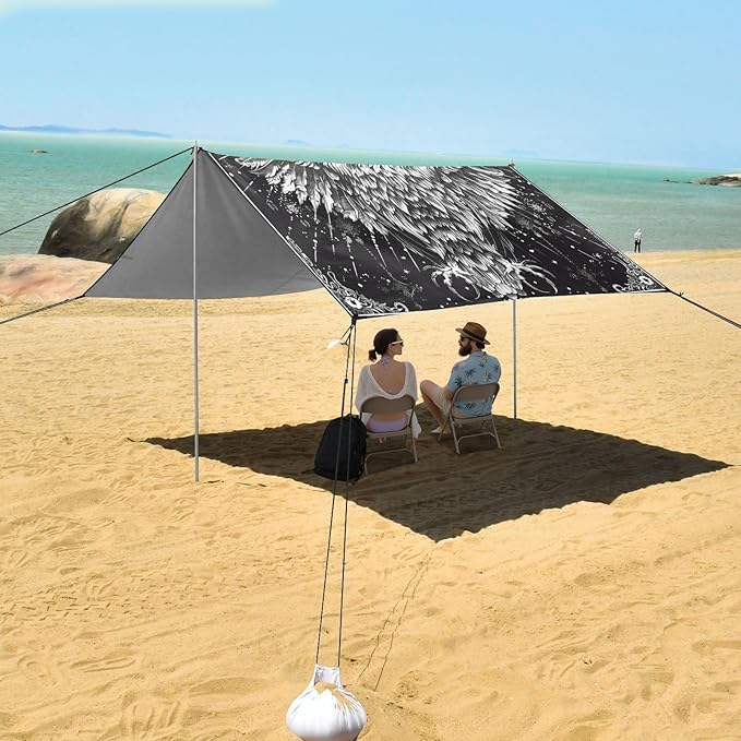 ALAZA Owl Mysticism Beach Tent Sun Shelter UPF50+ Protection Beach Shade Canopy w/ 4 Sandbags for Outdoor Camping Fishing Backyard Fun Picnic 10x9 ft
