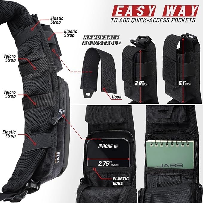 WYNEX Tactical Chest Rig Bag of Laser Cut Design Molle Chest Pouch Utility Recon Kit Bag Tactical Chest Pack Bag WYNEX Molle Tactical Pouches of Water Bottle Pouch Version Tactical Accessories