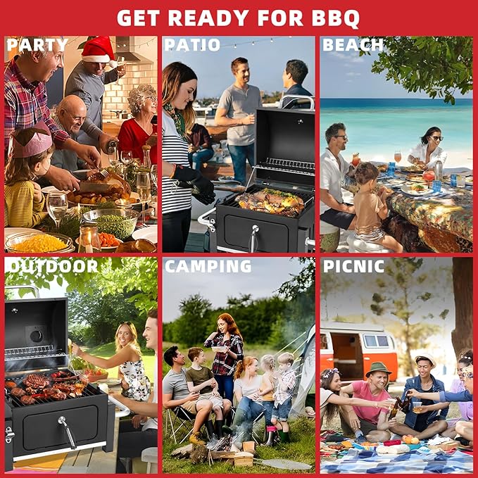 Kendane Portable Charcoal Grill with 314 Square Inch Cooking AreaCompact Tabletop Charcoal Grill with Warming RackSmall BBQ Grill with Charcoal Tray for Outdoor Camping Picnic