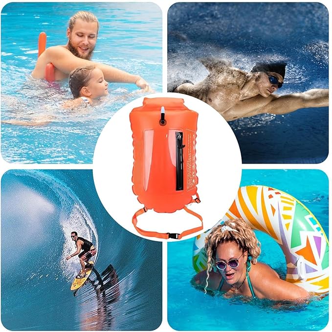Swim Buoy for Open Water 20L High-Visibility Swim Safety Float Waterproof Dry Bag Pool Buoy Swim Training Snorkel Float Swimming Pull Buoy for Swim Training Snorkeling Kayaking