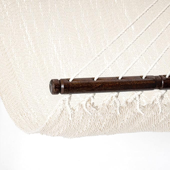 Lazy Daze Hammocks 10.5 FT Double 2 Person Caribbean Rope Hammock Hand Woven Polyester Hammock with Spreader Bars for Outside Outdoor Backyard Patio Poolside 450 LBS Capacity Cream