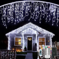 Icicle Christmas Lights for Outside - 65Ft 506 LED Plug-in Icicle String Lights Outdoor Decorations with RemoteWaterproof Cool White Christmas Icicle Lights for House Bedroom Balcony Decor