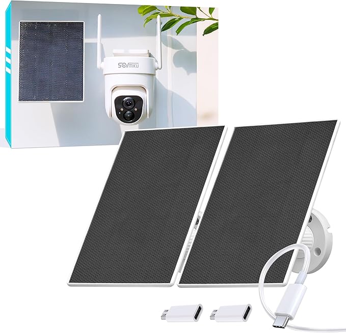 Vicohome 5V Solar Panels for Security Cameras for Bird Feeder 23% Energy Conversion Rate9.8Ft Cable USB C &amp Micro-USB Compatible Weather Resistant 360° Adjustable Bracket for Tapo Eufy Aosu .