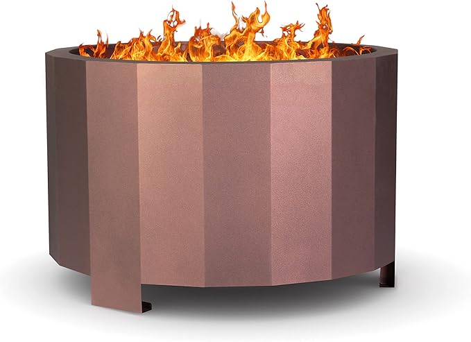 Flash Furniture Titus Commercial Grade Wood Burning Smokeless Outdoor Firepit - Bronze Finish - 27 inches - Portable - Waterproof Cover