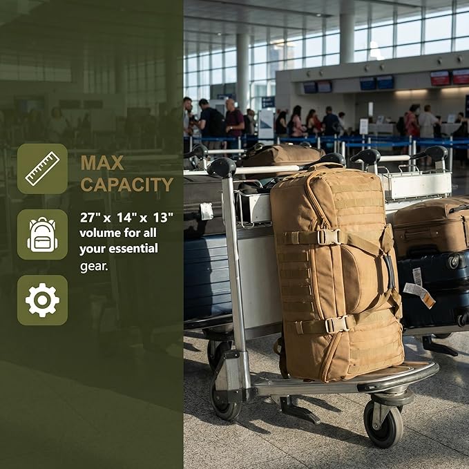 Gym Bag Duffle Bags Backpack Travel Duffle Bag with Weekend Overnight Bag for Outdoor Tactical Sports Travel Camping Hunting