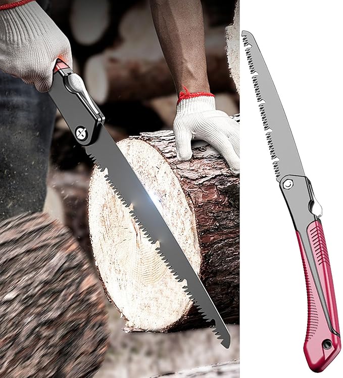 Folding Saw 9 Straight Blade SK9 Steel Ergonomic Handle for Wood &amp Dry Wood Pruning Cutting Branches Wallboard Drywall Plywood Bushcraft and Camping Tool