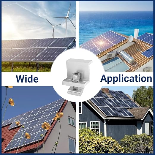 Solar Panel End Clamp Mounting Bracket Aluminum Z Clip for PV Module Rail Grounding on RV Boat Trailer Roof (35mm)