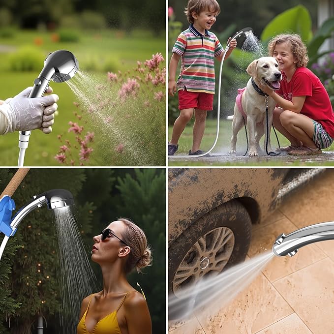 Portable Shower For CampingUpgraded 8000mah Rechargeable Camping Shower With Lighting IPX7 Waterproof Camp Shower For Outdoor Lighting Car Washing Flower Watering Pet Cleaning