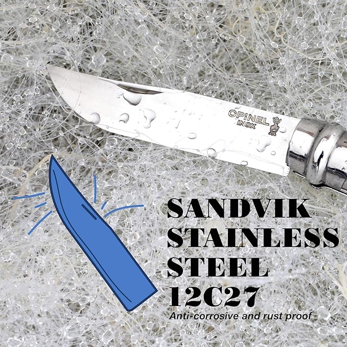Opinel No.08 Engraved Oak Handle Folding Knife Animalia Collection Stainless Steel Blade Made in France (Trout)