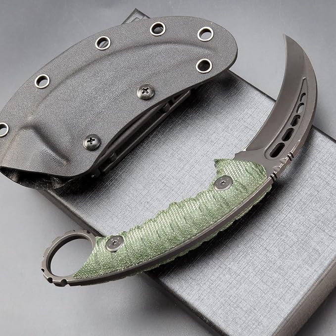 C1112 Fixed knifeFixed Blade KnifeD2 Steel Blade +G10 Handle Outdoor Camping KnivesEDC Tool Knifes with Kydex Sheaths(Green)