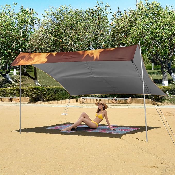 ALAZA Fire Background Football Beach Tent Sun Shelter Portable Canopy Sunshade for Outdoor Camping Picnics Backyard Fun 10x9 ft