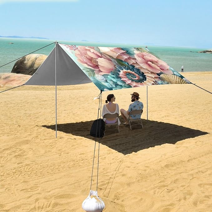 ALAZA Beautiful Seahorse Beach Tent Sun Shelter Portable Canopy Sunshade for Outdoor Camping Picnics Backyard Fun 10x9 ft