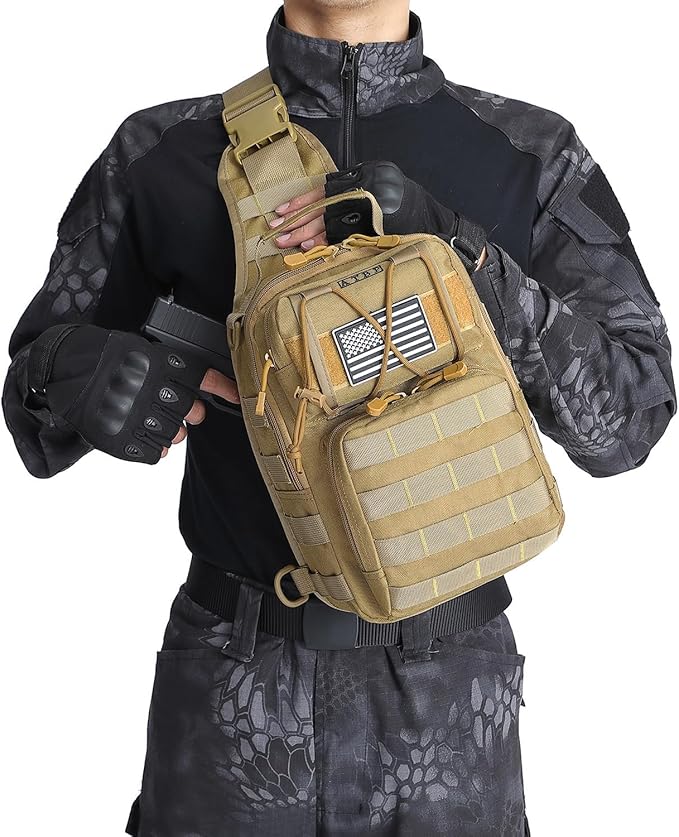 ATBP Tactical Sling Backpack Bag Pack for Men Military One Strap Shoulder Backpack Crossbody Bag With Holster 10 Liters