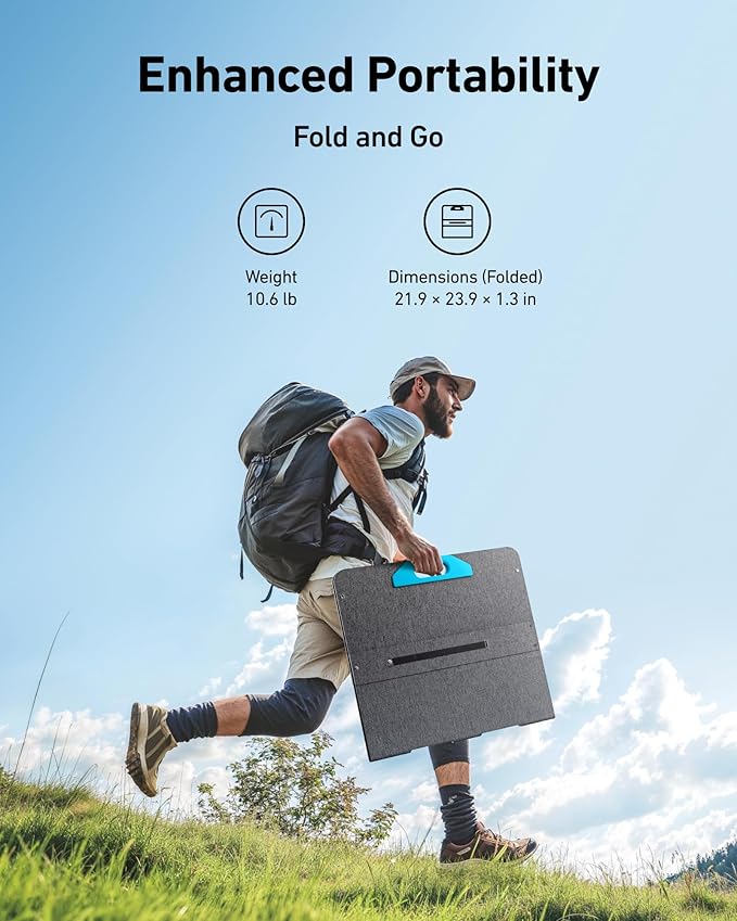 Anker 521 Portable Power Station Upgraded with LiFePO4 Battery 256Wh 6-Port PowerHouse 300W (Peak 600W) Solar Generator with 100W Solar Panel 2 AC Outlets 60W USB-C PD Output Outdoor Generator