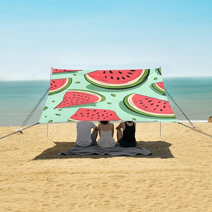 ALAZA Watermelon Slices with Seeds Beach Tent Sun Shelter Portable Canopy Sunshade for Outdoor Camping Picnics Backyard Fun 10x9 ft