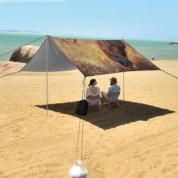 ALAZA Horse with Butterfly Beach Tent Sun Shelter Portable Canopy Sunshade for Outdoor Camping Picnics Backyard Fun 10x9 ft