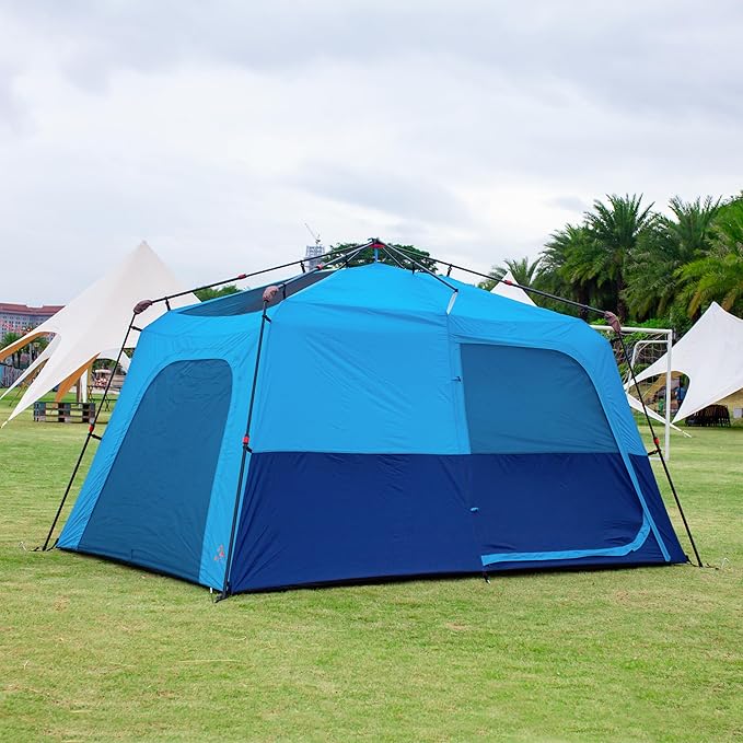 KTT Large Tent 6-8-10-12 PersonFamily Cabin Tents2 Rooms2 Doors and 4 Windows with MeshStraight WallWaterproofDouble LayerBig Tents for OutdoorPicnicCampingFamily Gathering