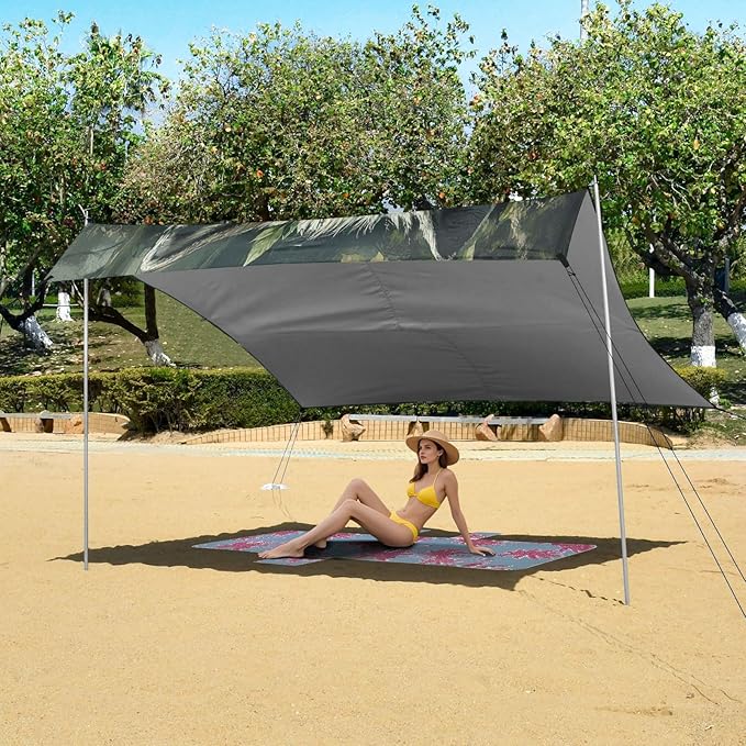 ALAZA Wolf King of Forest Beach Tent Sun Shelter UPF50+ Protection Beach Shade Canopy w/ 4 Sandbags for Outdoor Camping Fishing Backyard Fun Picnic 10x9 ft