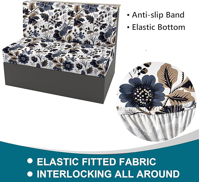KRFOONN RV Dinette Cushion Covers Stretch Sofa Seat Slipcovers Replacement Camper Cushions Covers Washable Couch Cushion Slipcovers for RV Camper Car Bench Seats (1 Backrest Cover &amp 1 Bench Cover