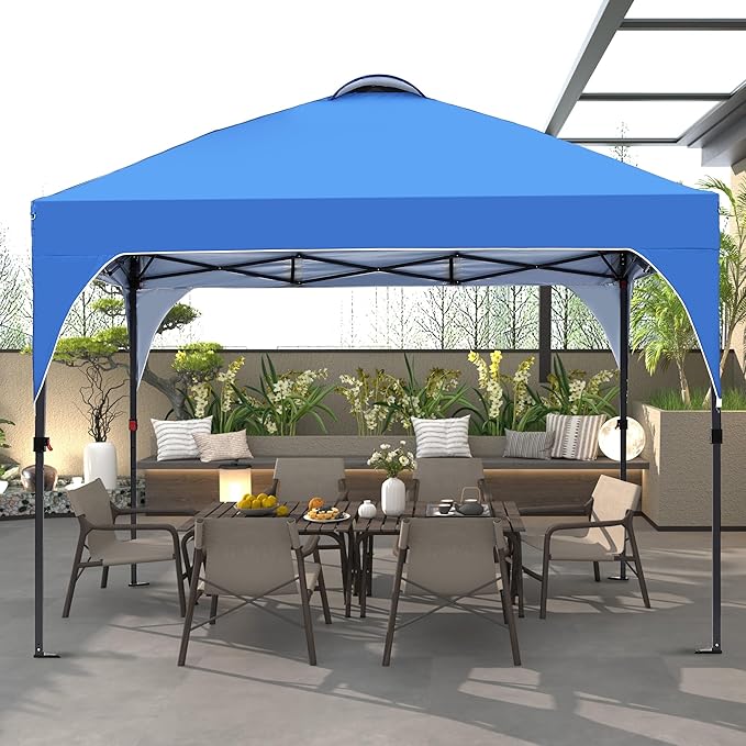 GDY 8x8 Pop Up Canopy Tent Easy-Setup Gazebo Outdoor Canopy with 3 Adjustable Heights for Events Parties Camping Blue.