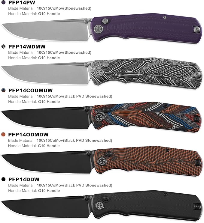 Petrified fish PFP14 Lis Folding Knife3.90 10Cr15CoMov Steel Black Stonewashed Blade G10 Handle Pocket Knife for Camping EDC Outdoor (Black Black Stonewashed)